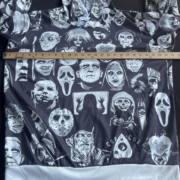 Horror Movie Hoodie Mens Extra Large Graphic Pullover Halloween Villain Faces - Picture 5 of 8